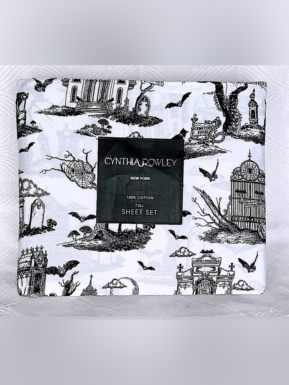 Cynthia Rowley Haunted Cemetery Halloween Cotton Sheet Set - Full